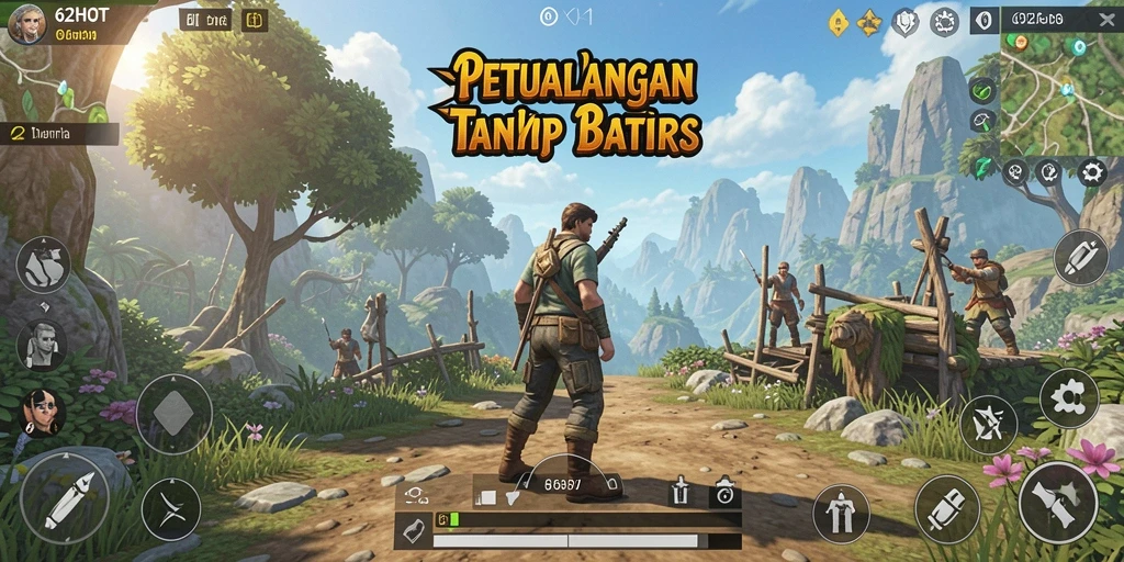 Tampilan gameplay 62HOT dalam dunia terbuka yang indah.
