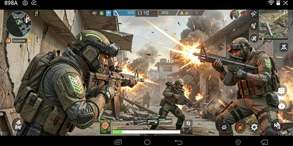 Tampilan gameplay 898A yang memukau dalam pertempuran FPS.
