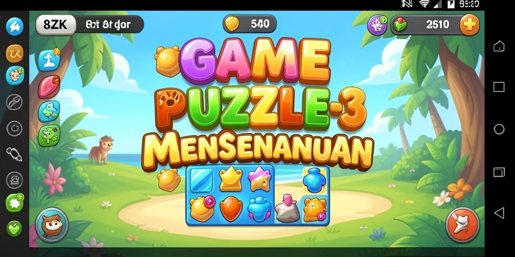 Screenshot gameplay 8ZK yang menampilkan aksi Match-3 yang seru.