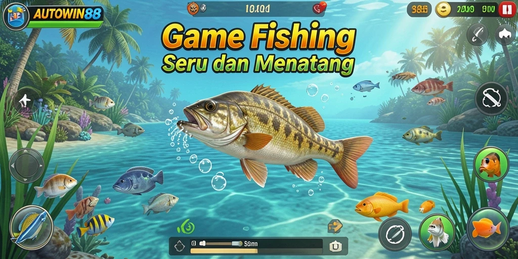 Tampilan gameplay AUTOWIN88 yang menampilkan aktivitas memancing yang seru.