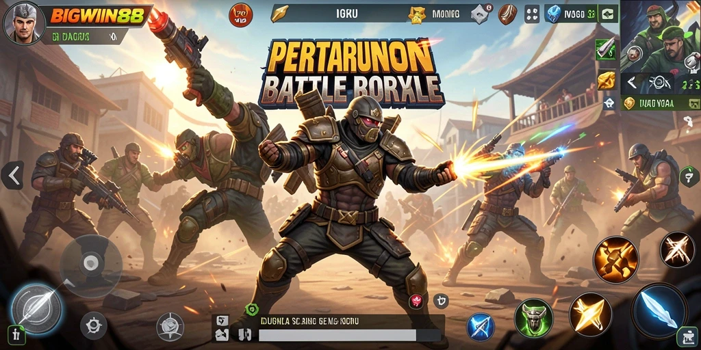 Tampilan seru dari gameplay <strong>BIGWIN88</strong> yang menunjukkan aksi pertarungan Battle Royale.