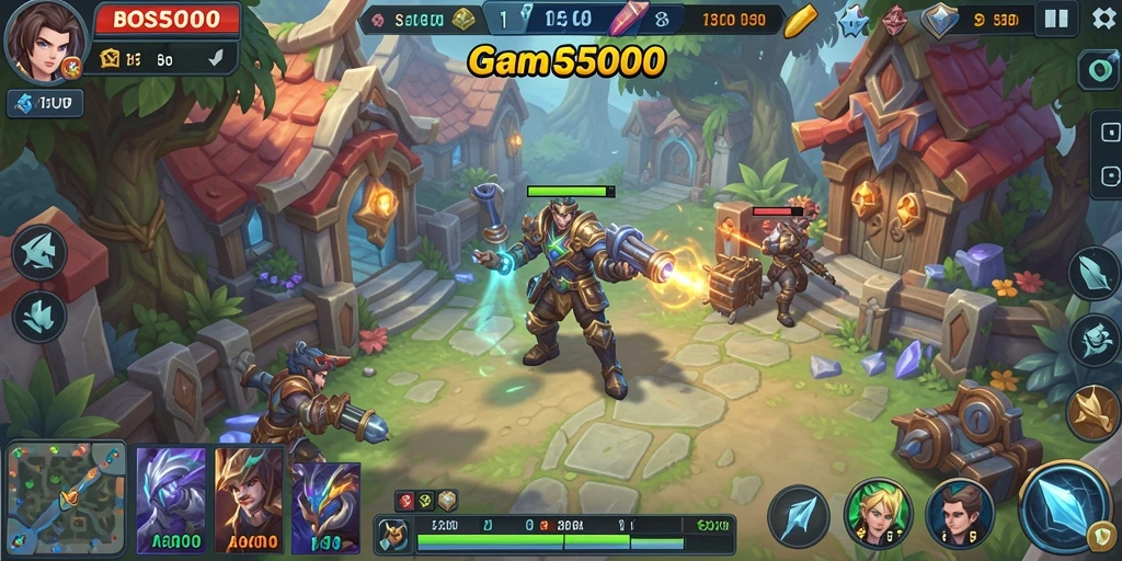 Tampilan gameplay seru di arena pertarungan BOS5000.
