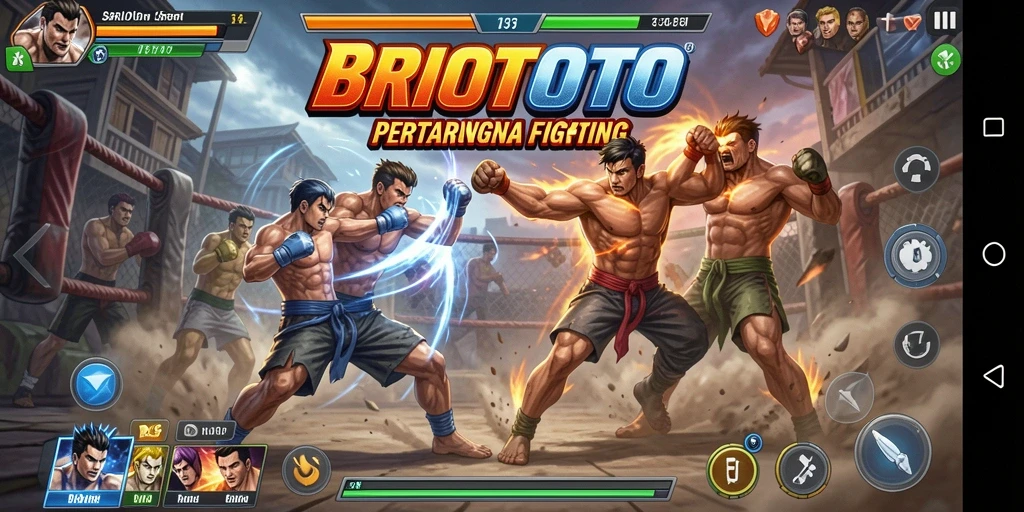 Tampilan gameplay BRIOTOTO yang seru dan dinamis dalam pertarungan Fighting.