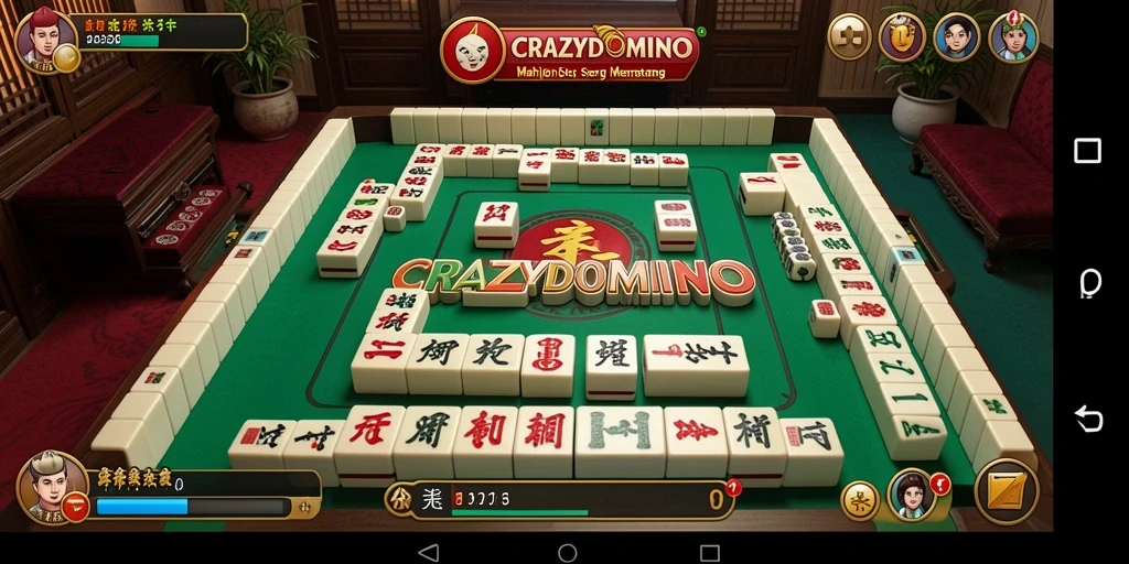 Screenshot gameplay <strong>CRAZYDOMINO</strong> dengan tampilan papan Mahjong yang menarik.