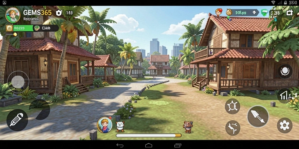 Tampilan menarik dari gameplay GEMS365 yang penuh warna.