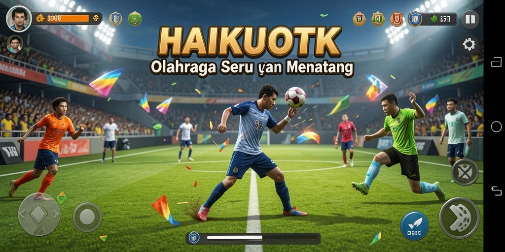Tampilan gameplay HAIKUOTK yang seru dan dinamis dalam arena olahraga.