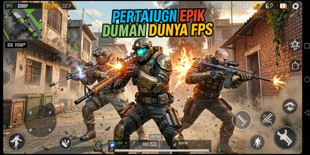 Screenshot gameplay IDRRP menampilkan aksi tembak-menembak yang mendebarkan dalam pertempuran.
