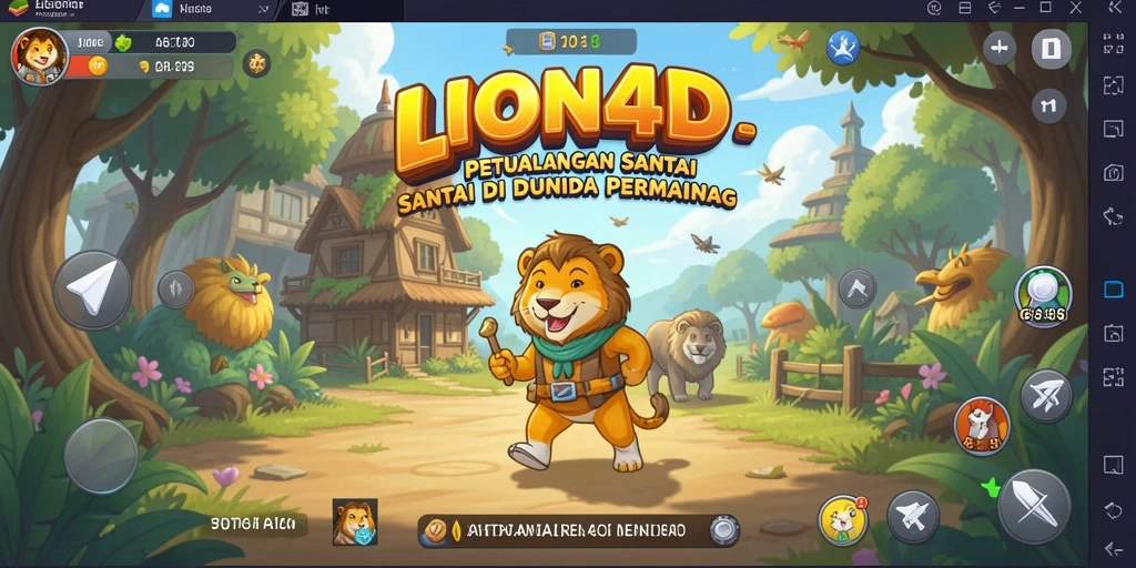 Tampilan menawan gameplay <strong>LION4D</strong> dengan berbagai karakter ceria.