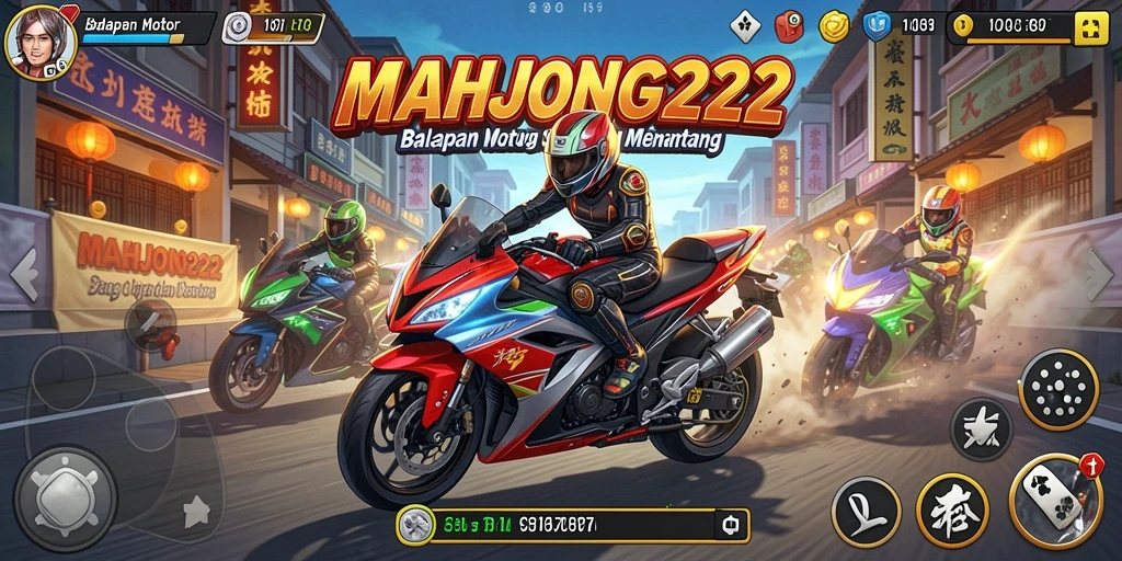 Gameplay seru di <strong>MAHJONG222</strong> dengan motor balap cepat.