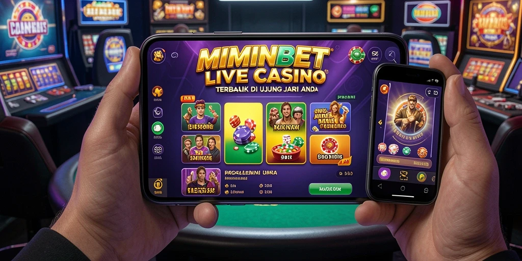 Screenshot menunjukkan dealer langsung yang berinteraksi dalam permainan Live Casino.