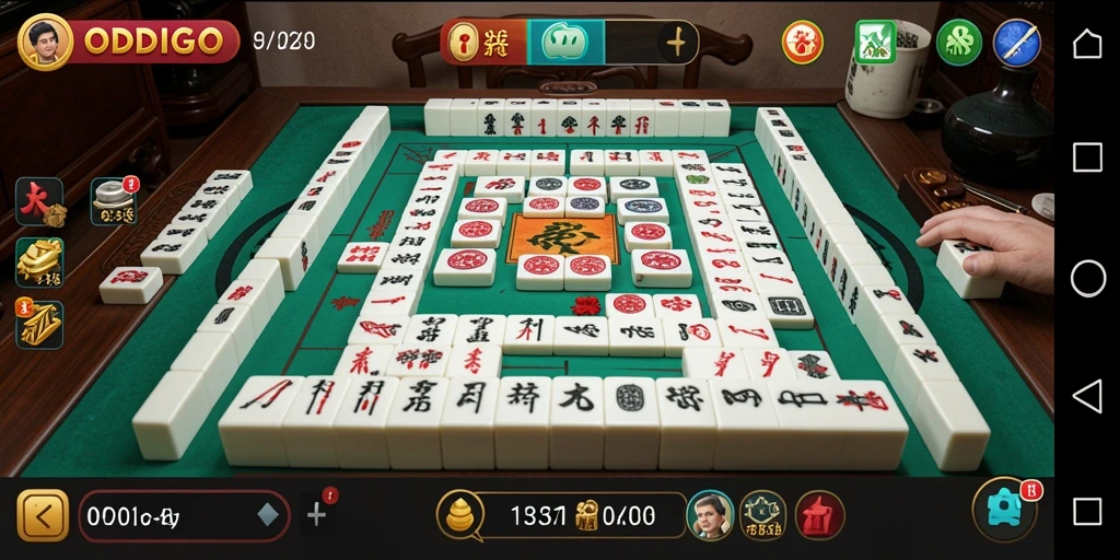 Screenshot gameplay ODDIGO menampilkan keseruan permainan Mahjong.