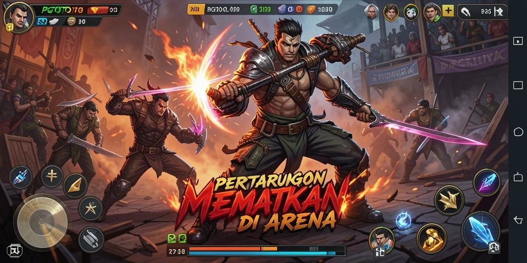 Screenshot gameplay PGTOTO menampilkan aksi pertarungan yang dinamis.