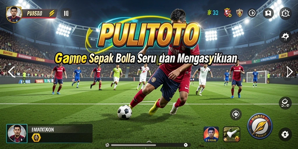 Tampilan gameplay PULITOTO dengan aksi sepak bola yang mendebarkan.