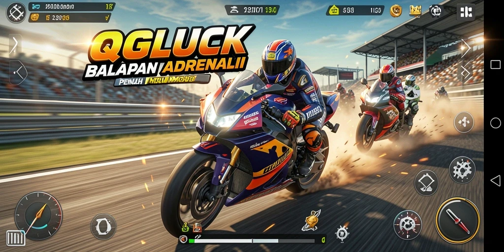 Tampilan balapan mendebarkan dalam gameplay QGLUCK.