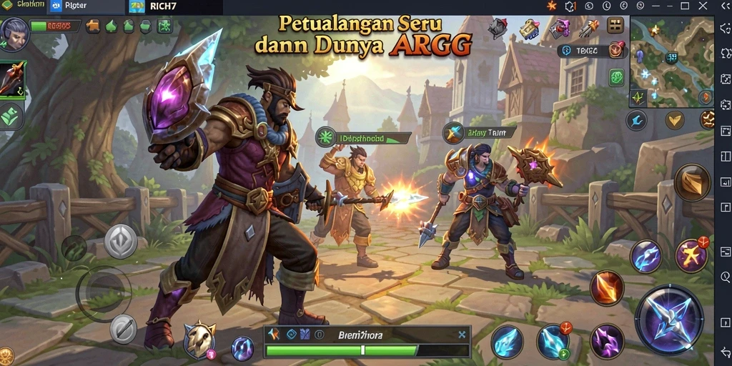 Screenshot RICH7 menampilkan aksi pertarungan seru dalam game ARPG.