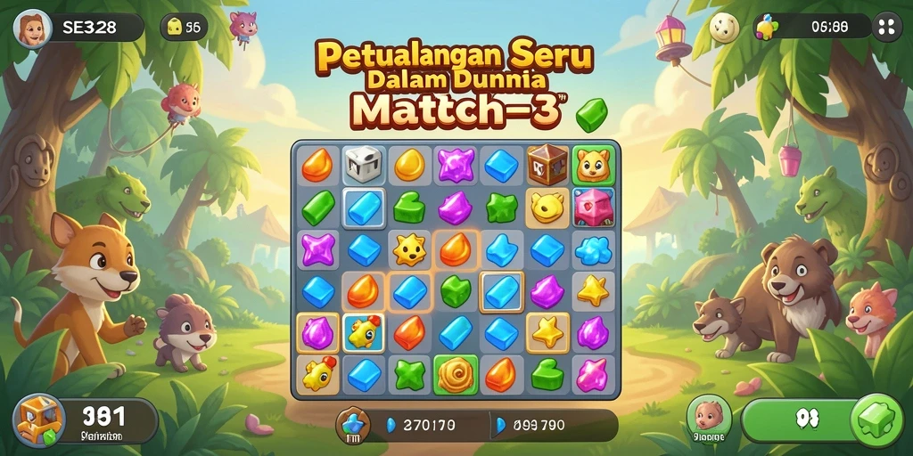 Tampilan gameplay menarik dari SE328 dalam match-3 penuh warna.